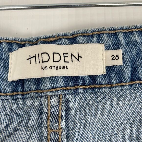 HIDDEN women’s Medium Wash The Tracey Side Slit Clean Straight Jeans size 25 NEW - Picture 3 of 15